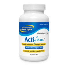 Front of Actifem 90 vegi caps bottle