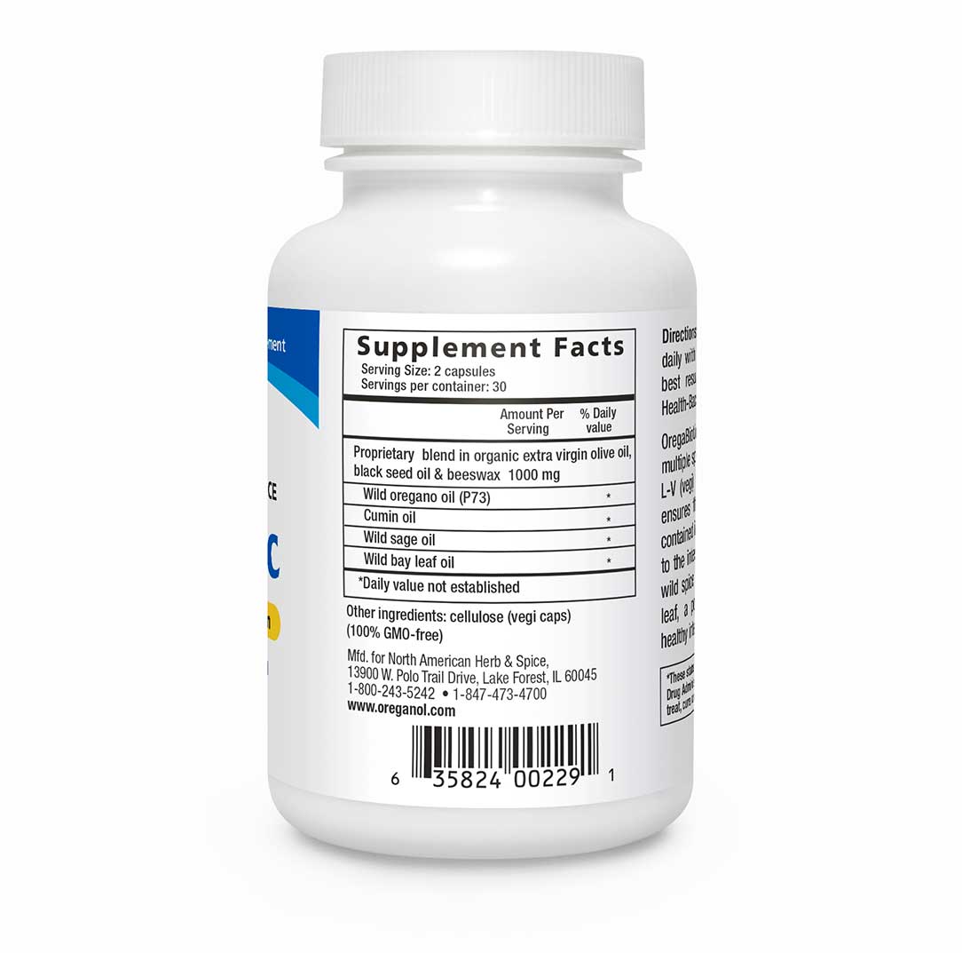 OregaBiotic 90 count bottle supplement facts