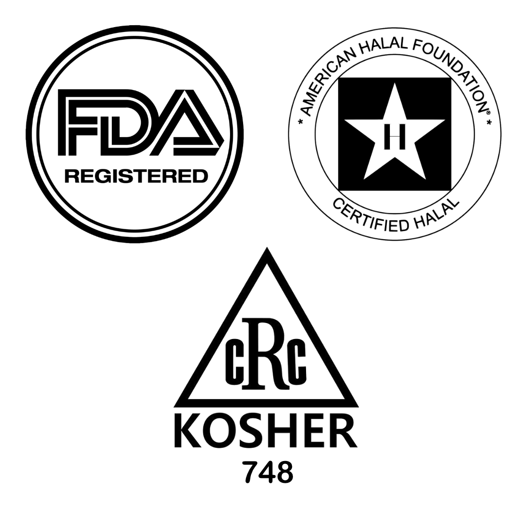 FDA, American Halal Foundation, CRC Kosher certified
